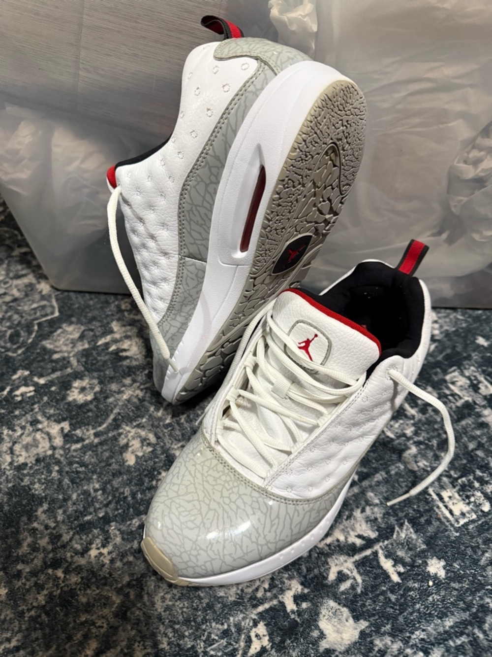 Men’s Size 9 Nike Air Jordan CFMT Viz Air 13 White/Varsity Red-Wolf Grey-Black